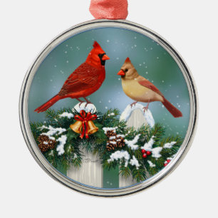 Ornement Métallique Cardinaux de Noël & Garland