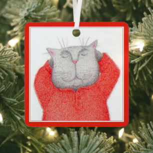 Ornement métallique carré pour chat de RED LONG JO