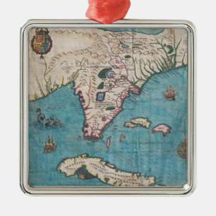 Ornement Métallique Carte antique de la Floride et du Cuba