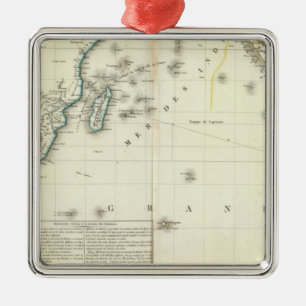 Ornement Métallique Carte d'atlas de l'Océan Indien