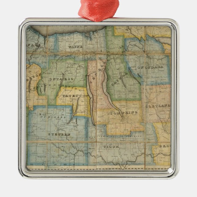 Ornement Métallique Carte de la partie occidentale de l'état de New (Devant)