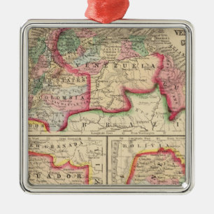 Ornement Métallique Carte de nouveau Grenade, Venezuela, Guyane par