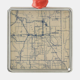 Ornement Métallique Carte de route de bicyclette du Wisconsin 3