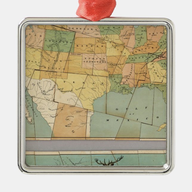 Ornement Métallique Carte des États-Unis d'Amérique 2 (Devant)