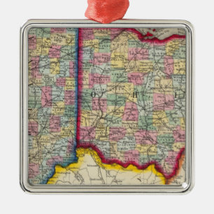 Ornement Métallique Carte du comté de l'Ohio, et de l'Indiana
