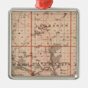 Ornement Métallique Carte du comté de Mills, état de l'Iowa