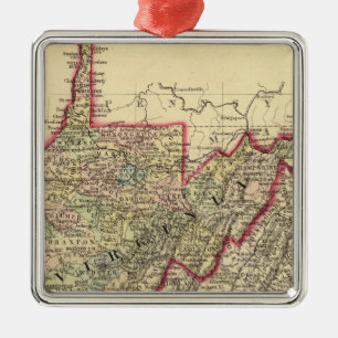 Ornement Métallique Carte du comté de Virginie-Occidentale
