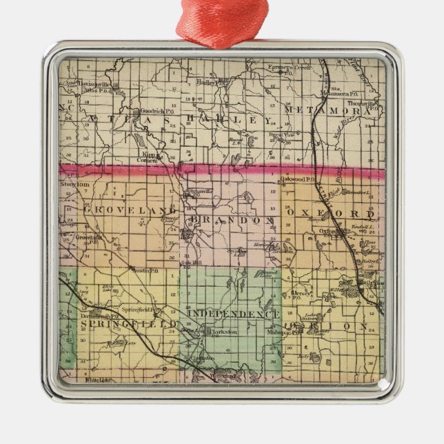 Ornement Métallique Carte du comté d'Oakland, Michigan (Devant)
