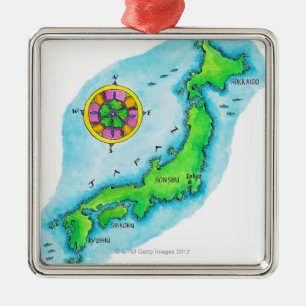Ornement Métallique Carte du Japon