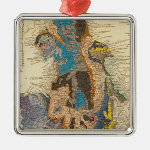 Ornement Métallique Carte géologique, Angleterre, Pays de Galles