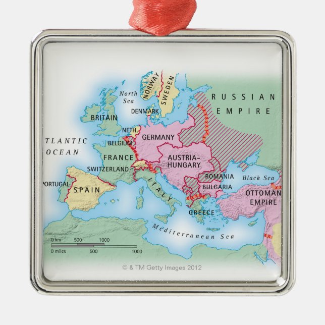Ornement Métallique Carte illustrée de l'Europe (Devant)