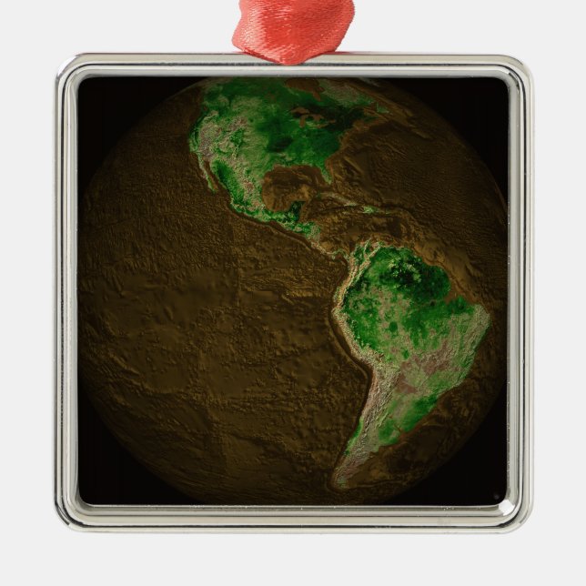 Ornement Métallique Carte topographique de la Terre (Devant)