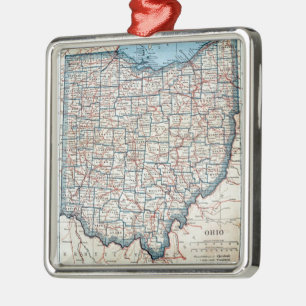 Ornement Métallique Carte vintage de l'Ohio (1921)