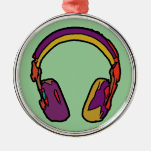 Ornement Métallique casque dj couleur