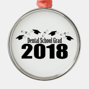 Ornement Métallique Casquettes du diplômé 2018 d'école dentaire et