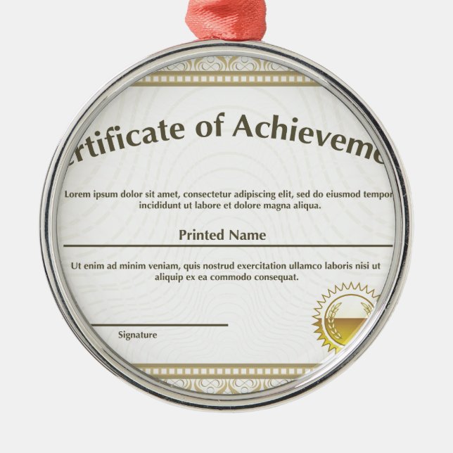 Ornement Métallique Certificat avec le joint d'or (Devant)