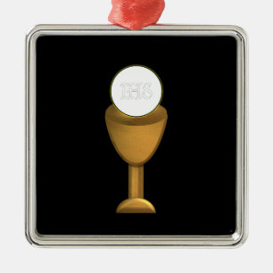 Ornement Métallique Chalice d'or et hôte - Sainte communion