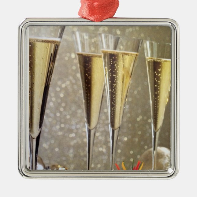 ORNEMENT MÉTALLIQUE "CHAMPAGNE" NOËL/ORNEMENT DU NOUVEL AN (Devant)
