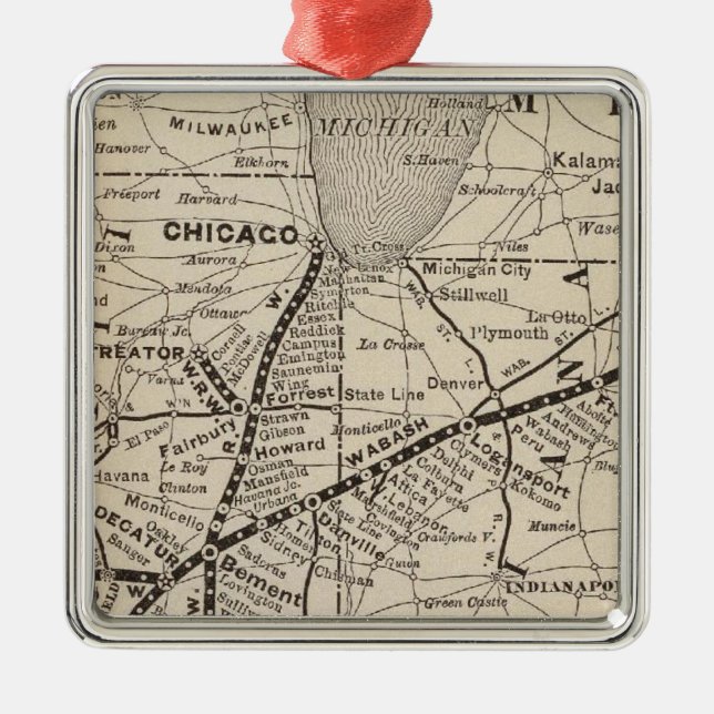 Ornement Métallique Chemin de fer de Wabash de carte (Devant)