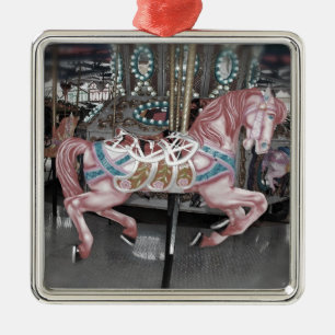 Ornement Métallique Cheval rose de carrousel