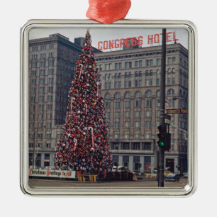 Ornement Métallique Chicago Congress Hotel Christmas Tree 1963 Photo