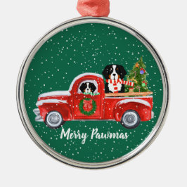 Ornement Métallique Chiens de Noël personnalisés Berner Truck rouge