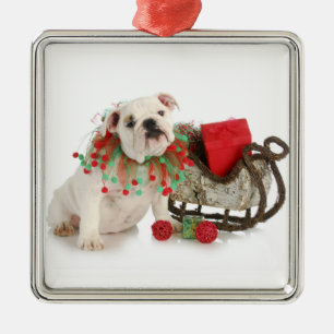 Ornement Métallique Chiot de Noël - séance anglaise de chiot de