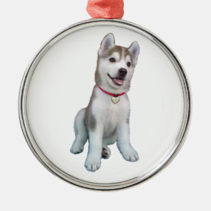 Ornement Métallique Chiots Husky Sibérien