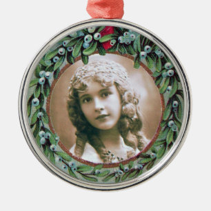 ORNEMENT MÉTALLIQUE CHRISTMAS COURONNE AVEC MISTLETOS MODÈLE PHOTO
