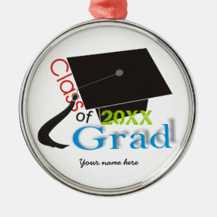 Ornement Métallique Classe de 2020 bleu Grad Graduation cap