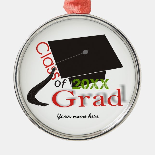 Ornement Métallique Classe de 2020 rouge Grad Grad Graduation cap (Devant)