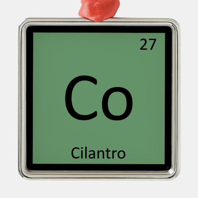 Ornement Métallique Co - Cilantro Herb Chimie Symbole de tableau pério (Devant)