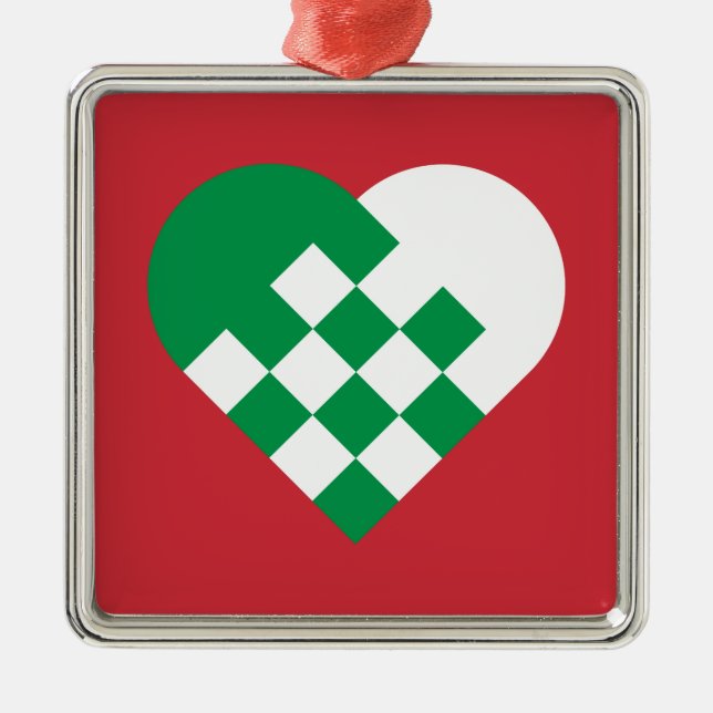 Ornement Métallique Coeur danois blanc vert (Devant)