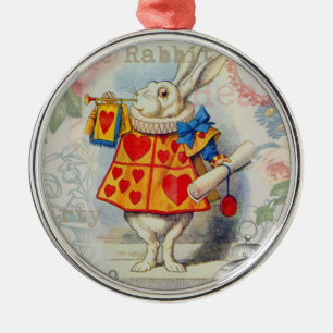 Ornement Métallique Cœurs de Lapin Blanc Alice Classique