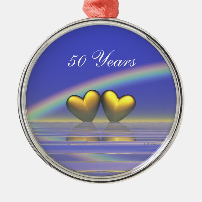 Ornement Métallique Coeurs d'or du 50e anniversaire (Devant)