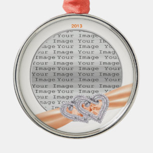 Ornement Métallique Coeurs personnalisés Tangerine Ruban Ornament