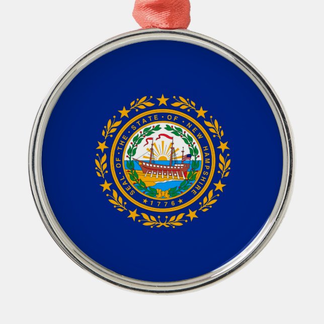 Ornement Métallique Conception du drapeau d'état du New Hampshire (Devant)