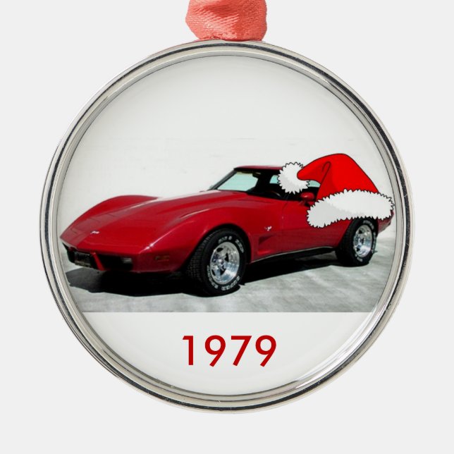 Ornement Métallique Corvette rouge de Noël 1979 (Devant)