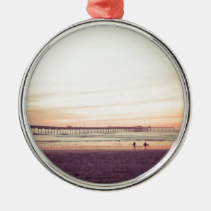 Ornement Métallique Coucher du soleil à la plage d'océan, la
