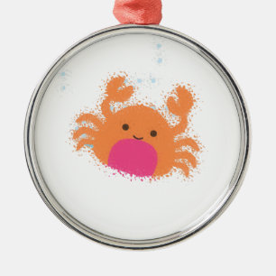 Ornement Métallique Crabe caricaturale orange