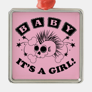 Ornement Métallique Crâne de Bébé Fille