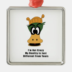 Ornement Métallique Crazy Green Cartoon Canard Réalité différente