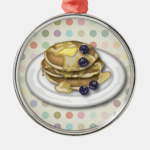 Ornement Métallique Crêpes avec le sirop et les myrtilles