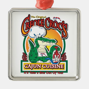 Ornement Métallique Crocodile cajun Mardi Gras
