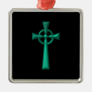 Ornement Métallique Croix céleste métallique verte
