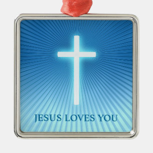 Ornement Métallique Croix chrétienne   Jésus vous aime