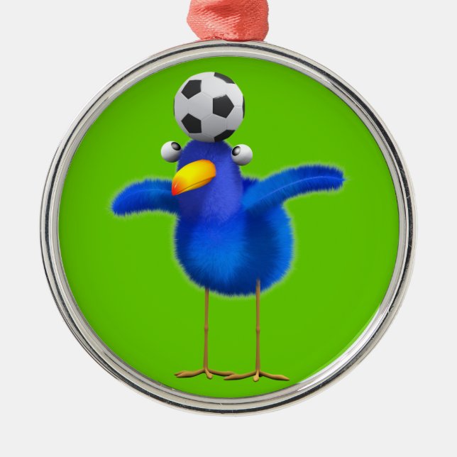 Ornement Métallique Cute 3d Bird joue au football (modifiable) (Devant)