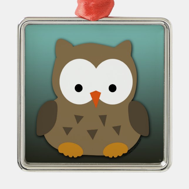 Ornement Métallique Cute Baby Owl Personnalisé (Devant)