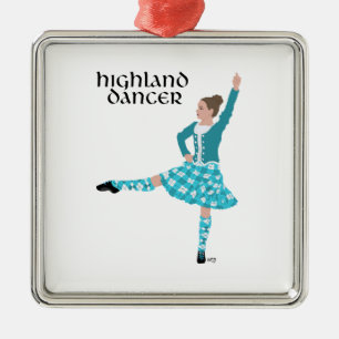 Ornement Métallique Danseuse des Highlands écossais - Turquoise