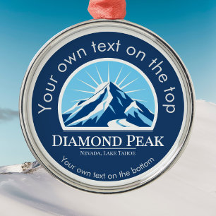 Ornement métallique de médaille de ski Diamond Pea